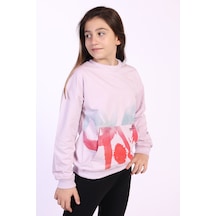 Toontoy Kız Çocuk Cepi Yazı Baskılı Sweatshirt Açık Lila
