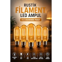 T45 Rustik Filament Led Ampul, E27 Duy, 4w, 2700k Sıcak Gün Işığı, 280 Lm, 5'li Set Diğer