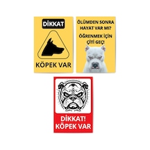 Glassify 3 Lü Dekoratif Köpek Var Uyarı Levhası Seti 25 X 35