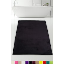 Elite Siyah 80x150 Cm Büyük Ebat Peluş Banyo Paspası Kaymaz Pufid Siyah
