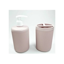 Jenerik Plastik Sıvı Sabunluk Ve Diş Fırçalık Set Renk Pudra Çok Renkli