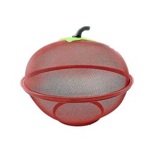 Pazly Kırmızı Metal Meyve Sepeti Sebze Havzası Taşınabilir Çok Fonksiyonlu 28x24cm Mutfak Yemek Örtüsü Kırmızı
