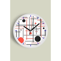 Soyut Geometrik Temalı Modern Duvar Saati - 30cm - Önü Camlı Beyaz Kasa - Sessiz Mekanizma-jh0432 Beyaz