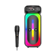 Karaoke Mikrofonlu Bluetooth Hoparlör Led Işıklı Taşınabilir Kablosuz Müzik Çalar