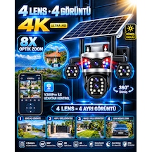 Dobest 4g Sım Kartlı 4k 5 Lensli 8x Zoom Ptz Solar Güvenlik Kamerası V380 Pro Güneş Enerjili Dış Mekan Kamera