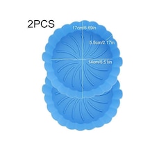 Air Fryer İçin Silikon Tencere Tekrar Kullanılabilir Pişirme Tepsisi Tava Airfryer Kaplamaları Sepet Kase Kap Şekil Koruyucu Kalıp Fırın Aksesuarları 2 Adet 14 Cm Mavi Çok Renkli