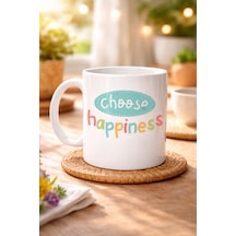 Choose Happiness "mutluluğu Seç" Yazılı Porselen Kupa Model 156 Motivasyon Kupası Renkli Tasarım Kahve & Çay Kupası Mutluluk Temalı Hediye Çok Renkli