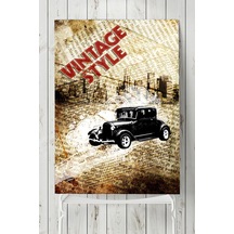 Kahverengi Vintage Araba Posteri 2