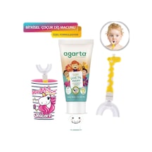 Mas Lord U Tipi Yeni Nesil Diş Fırçası Seti - Pembe Fırçalık + Sarı Zürafa 6-12 Yaş +Agarta Çocuk Diş Macunu