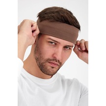 Erkek Pamuklu Penye Kaymaz Terletmez Ultra Hafif Spor Saç Bandı Bandana - Tek Ebat / Kahverengi Kahverengi