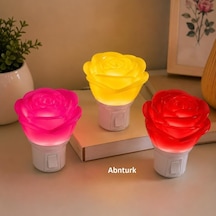 Gül Tasarımlı Led Gece Lambası Priz Tipi Dekoratif Gece Işığı Çocuk Odası Yatak Odası Koridor Diğer