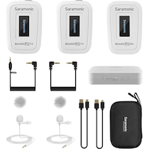 Saramonic Yükseltilmiş Blink500 Pro Dslr Video Kamera İçin Çift Kanallı Kablosuz Yaka Mikrofonu Android Apple Uyumlu iPhone Tablet Pc Bilgisayar Kaydı Facebook Youtube Podcast Vlog Röportajı Beyaz
