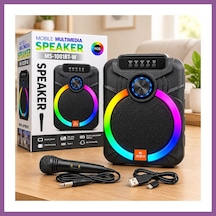 Bezos 10" Karaoke Bluetooth Hoparlör Mikrofonlu, Şarjlı, Rgb Rengaren