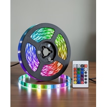 5 Metre Rgb Şerit Led Işıklı Kumandalı Güç Adaptörlü Her Ortama Uygun Çok Renkli