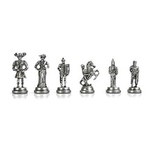 Orta Boy Metal İspanyol Satranç Takımı Antik Ve Ceviz Desenli Sandıklı Mdf Tahtası 36x36x6 Cm.