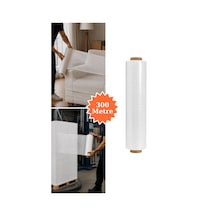 El Tipi Beyaz Streç Film Mobilya Eşya Koli Palet Paket Taşıma Sarma Koruma 40 Cm X 300 M 23 Mikron