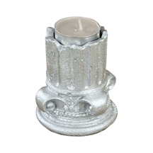 Mumluk Şamdan Tealight Mum Uyumlu Tarihi Sütun Model - Gümüş