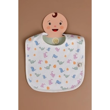E&f Store Sıvı Geçirmez Mama Önlüğü - Dinazor Desenli Çok Renkli