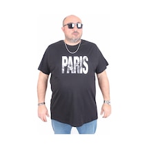 Moc Grande Mocgrande Erkek Büyük Beden Sıfır Yaka Tişört Paris 25179 Sıyah Siyah