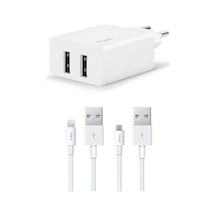 Ttec 2scs21db Smartcharger Duo 2.4a Seyahat Şarj Aleti Çift Usb + Lightning Ve Micro Usb Kablo
