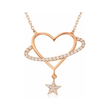 Gümüş Rose Kalp Yıldız Kadın Kolye - Pt11003717 01 - Gold