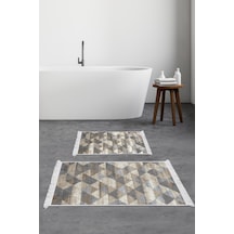 Eko Trend Djt 2 Li Yıkanabilir Kaymaz Taban Banyo Paspas Klozet Takımı 661 Iskandinav Bej 50 X 80 - 40 X 50