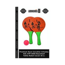 Premium Oyun Çocuklar Arkadaş Kzl-stp-4000 Beachball Tahta Raket Cocuk 36 Lı Çok Renkli