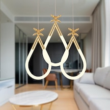 Vojens 3'lü Yuvarlak Gold Ledli Kelebek Detaylı Modern Koridor, Yatak Odası Salon Sarkıt Led Avize Gold