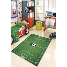 Yeşil Kaymaz Tabanlı Taraftar Halısı Çocuk Halısı Kd71n11