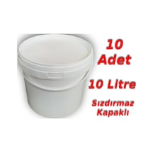 Decotone 10 L Plastik Kapaklı Kova Boya Gıda Yoğurt Kovası - 10 Adet Beyaz