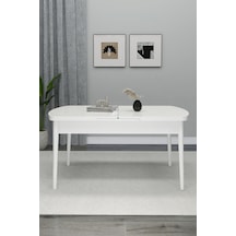 Renlife Yemek Masası Mdf Beyaz Mutfak Masası Ahşap Metal Ayaklı Ren Sersi Beyaz Mdf