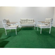 2+1+1 Beyaz Profil Balkon-bahçe-kafe- Çay Seti-koltuk Takımı-oturma Grubu-ofis Koltuğu Krem