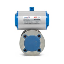 Unox Dn40-11/2" Çift Etkili Pnömatik Aktüatörlü Paslanmaz 3 Parçalı Flanşlı Küresel Vana
