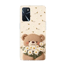 Oppo A16 Uyumlu Arı Ve Papatya Sevimli Ayıcık Baskılı Silikon Kılıf Renkli