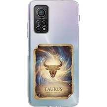 Xiaomi Mi 10 T Pro İle Uyumlu Burç Kartları Boğa Tasarımlı Şeffaf Silikon Kılıf Şeffaf