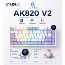 Ak820 V2 Ekranlı, Kablosuz Mekanik Oyun Klavyesi-10.000 Mah Batarya