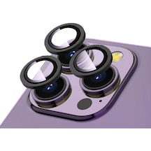 Forzacase İphone 14 Pro İle Uyumlu Kamera Camı Lens Koruyucu Halka Seti - Fc381 Siyah