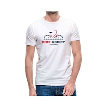 Bike Addict Baskılı Beyaz Erkek Tshirt