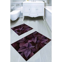 Mürdüm Yapraklı Banyo Halısı Klozet Takımı Paspas Seti Bs020n11
