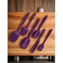 6'lı Yanmaz Yapışmaz Silikon Spatula Seti Mor