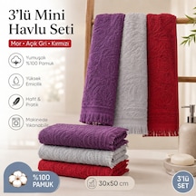 3'lü Mini Havlu Seti 30x50 Cm Pamuklu El Havlusu Mutfak Havlusu Kurulama Bezi Yumuşak Ve Yüksek Emici Gri