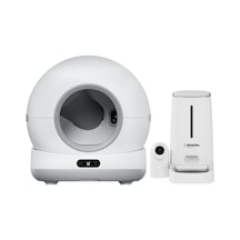 Otomatik Kedi Tuvaleti Ve Kameralı Mama Kabı Seti Wifi, Uv Sterilizasyonlu, Gece Görüşlü, Sesli İletişim, Ekonomik Pet Seti