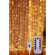 Perde Led 3mx3m Günışığı 300 Adet Led 8 Fonksiyonlu Usb 10 Sarkıt Standart