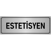 Metal Yönlendirme Levhası, Departman Kapı İsimliği Estetisyen 7x20 cm Gümüş Renk