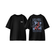 Thewert Kıll Bıll Neon Genesıs Tasarım Sırt Baskılı Pamuk Siyah Oversize T-shirt