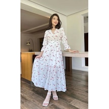 Defymoda Kırmızı Gipeli Vual Elbise Kırmızı