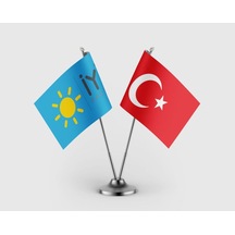 İyi Parti Ve Türkiye Bayrağı İkili Saten Masa Bayrağı Takımı Diğer