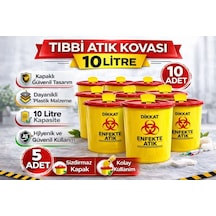 Tıbbi Atık Kovası 10 Litre 10 Adet Kapaklı Tıbbi Atık Kutusu Enfekte Atık Kovası Seti Belirtilmemiş
