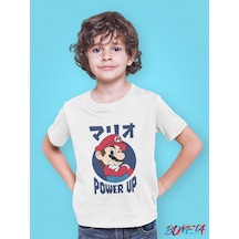Bumeta Mario Power Up Çocuk Tişört T-shirt Beyaz