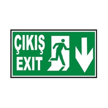 Fosforlu Acil Çıkış -Exit Levhası - Fotolümenli - Aşağı Yön